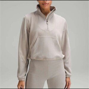 Lululemon Brushed Softstreme Ribbed Half Zip Riverstone Size 2 EUC